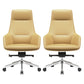 Fixed Arms Modern Desk Chair No Distressing Leather Ergonomic Office Chair with Wheels Yellow 2 Piece Set High-Back (Over 22 in.) Clearhalo 'furn' 'furn_office_chair' 'Furniture' 'Office Chairs' 'Office Furniture' 'office_chair' 6801249