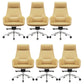 Fixed Arms Modern Desk Chair No Distressing Leather Ergonomic Office Chair with Wheels Yellow 6 Piece Set High-Back (Over 22 in.) Clearhalo 'furn' 'furn_office_chair' 'Furniture' 'Office Chairs' 'Office Furniture' 'office_chair' 6801251