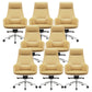 Fixed Arms Modern Desk Chair No Distressing Leather Ergonomic Office Chair with Wheels Yellow 8 Piece Set High-Back (Over 22 in.) Clearhalo 'furn' 'furn_office_chair' 'Furniture' 'Office Chairs' 'Office Furniture' 'office_chair' 6801252