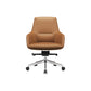 Fixed Arms Modern Desk Chair No Distressing Leather Ergonomic Office Chair with Wheels Brown 1 Piece Mid-Back (14-22 in.) Clearhalo 'furn' 'furn_office_chair' 'Furniture' 'Office Chairs' 'Office Furniture' 'office_chair' 6801253