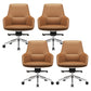 Fixed Arms Modern Desk Chair No Distressing Leather Ergonomic Office Chair with Wheels Brown 4 Piece Set Mid-Back (14-22 in.) Clearhalo 'furn' 'furn_office_chair' 'Furniture' 'Office Chairs' 'Office Furniture' 'office_chair' 6801255