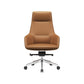 Fixed Arms Modern Desk Chair No Distressing Leather Ergonomic Office Chair with Wheels Brown 1 Piece High-Back (Over 22 in.) Clearhalo 'furn' 'furn_office_chair' 'Furniture' 'Office Chairs' 'Office Furniture' 'office_chair' 6801258