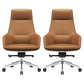 Fixed Arms Modern Desk Chair No Distressing Leather Ergonomic Office Chair with Wheels Brown 2 Piece Set High-Back (Over 22 in.) Clearhalo 'furn' 'furn_office_chair' 'Furniture' 'Office Chairs' 'Office Furniture' 'office_chair' 6801259