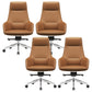 Fixed Arms Modern Desk Chair No Distressing Leather Ergonomic Office Chair with Wheels Brown 4 Piece Set High-Back (Over 22 in.) Clearhalo 'furn' 'furn_office_chair' 'Furniture' 'Office Chairs' 'Office Furniture' 'office_chair' 6801260