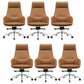 Fixed Arms Modern Desk Chair No Distressing Leather Ergonomic Office Chair with Wheels Brown 6 Piece Set High-Back (Over 22 in.) Clearhalo 'furn' 'furn_office_chair' 'Furniture' 'Office Chairs' 'Office Furniture' 'office_chair' 6801261