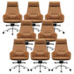 Fixed Arms Modern Desk Chair No Distressing Leather Ergonomic Office Chair with Wheels Brown 8 Piece Set High-Back (Over 22 in.) Clearhalo 'furn' 'furn_office_chair' 'Furniture' 'Office Chairs' 'Office Furniture' 'office_chair' 6801262