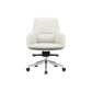 Fixed Arms Modern Desk Chair No Distressing Leather Ergonomic Office Chair with Wheels Off-White 1 Piece Mid-Back (14-22 in.) Clearhalo 'furn' 'furn_office_chair' 'Furniture' 'Office Chairs' 'Office Furniture' 'office_chair' 6801263
