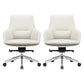 Fixed Arms Modern Desk Chair No Distressing Leather Ergonomic Office Chair with Wheels Off-White 2 Piece Set Mid-Back (14-22 in.) Clearhalo 'furn' 'furn_office_chair' 'Furniture' 'Office Chairs' 'Office Furniture' 'office_chair' 6801264