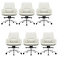 Fixed Arms Modern Desk Chair No Distressing Leather Ergonomic Office Chair with Wheels Off-White 6 Piece Set Mid-Back (14-22 in.) Clearhalo 'furn' 'furn_office_chair' 'Furniture' 'Office Chairs' 'Office Furniture' 'office_chair' 6801266