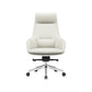 Fixed Arms Modern Desk Chair No Distressing Leather Ergonomic Office Chair with Wheels Off-White 1 Piece High-Back (Over 22 in.) Clearhalo 'furn' 'furn_office_chair' 'Furniture' 'Office Chairs' 'Office Furniture' 'office_chair' 6801268