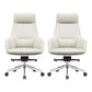 Fixed Arms Modern Desk Chair No Distressing Leather Ergonomic Office Chair with Wheels Off-White 2 Piece Set High-Back (Over 22 in.) Clearhalo 'furn' 'furn_office_chair' 'Furniture' 'Office Chairs' 'Office Furniture' 'office_chair' 6801269