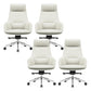 Fixed Arms Modern Desk Chair No Distressing Leather Ergonomic Office Chair with Wheels Off-White 4 Piece Set High-Back (Over 22 in.) Clearhalo 'furn' 'furn_office_chair' 'Furniture' 'Office Chairs' 'Office Furniture' 'office_chair' 6801270
