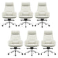 Fixed Arms Modern Desk Chair No Distressing Leather Ergonomic Office Chair with Wheels Off-White 6 Piece Set High-Back (Over 22 in.) Clearhalo 'furn' 'furn_office_chair' 'Furniture' 'Office Chairs' 'Office Furniture' 'office_chair' 6801271