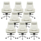 Fixed Arms Modern Desk Chair No Distressing Leather Ergonomic Office Chair with Wheels Off-White 8 Piece Set High-Back (Over 22 in.) Clearhalo 'furn' 'furn_office_chair' 'Furniture' 'Office Chairs' 'Office Furniture' 'office_chair' 6801272
