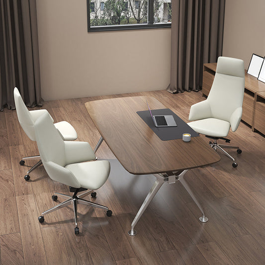 Silla de escritorio de cuero de brazos fijos modernos sin angustia silla de oficina ergonómica con ruedas