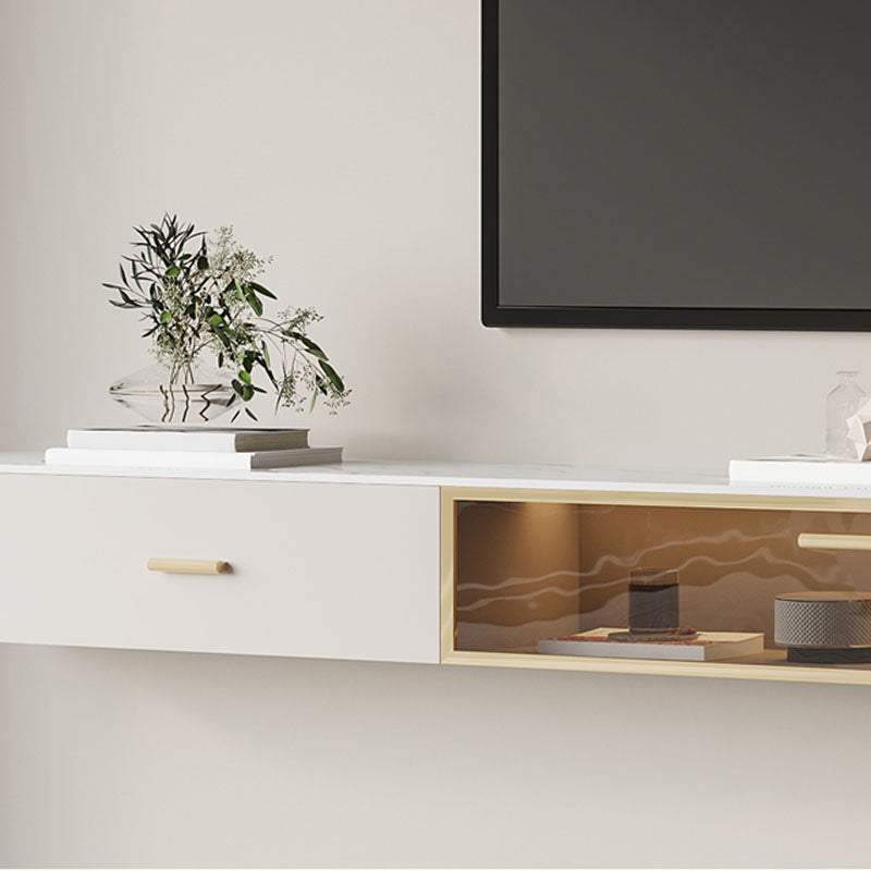 Console multimediale per TV Glam, console multimediale per TV, con 2 cassetti