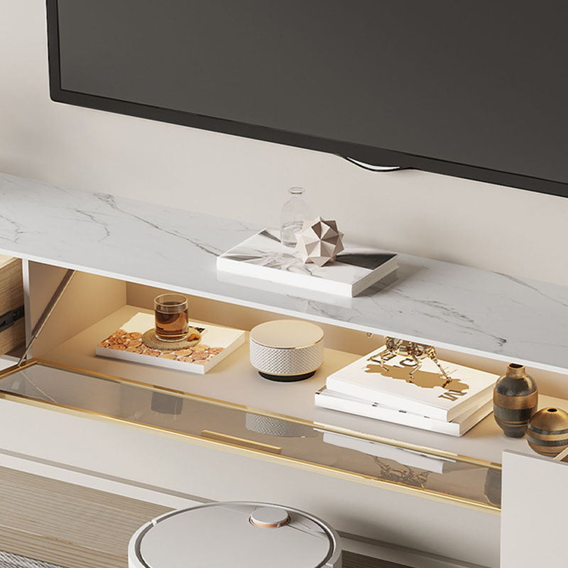 Console multimediale per TV Glam, console multimediale per TV, con 2 cassetti