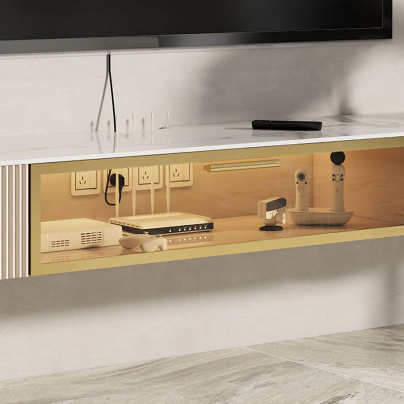 Console multimediale per TV Glam, console multimediale per TV, con 2 cassetti