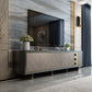 Console porta TV con contenitore chiuso Console multimediale per TV in vetro con 3 cassetti