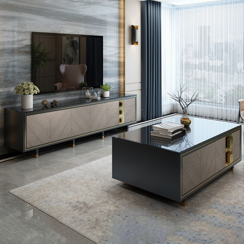 Console porta TV con contenitore chiuso Console multimediale per TV in vetro con 3 cassetti