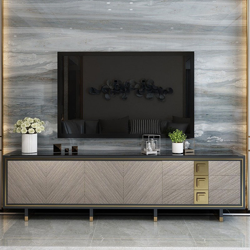 Console porta TV con contenitore chiuso Console multimediale per TV in vetro con 3 cassetti