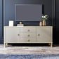 Modern TV Stand Console Solid Wood TV Media Console with Drawers 71"L x 17"W x 26"H Taupe Clearhalo 'furn' 'furn_tv_stands_entertainment_centers' 'Furniture' 'Living Room Furniture' 'TV Stands & Entertainment Centers' 'TV Stands & Media Storage Furniture' 'tv_stands_entertainment_centers' 6801504
