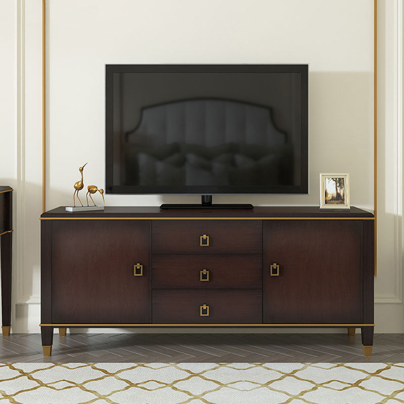 Modern TV Stand Console Solid Wood TV Media Console with Drawers 71"L x 17"W x 26"H Dark Walnut Clearhalo 'furn' 'furn_tv_stands_entertainment_centers' 'Furniture' 'Living Room Furniture' 'TV Stands & Entertainment Centers' 'TV Stands & Media Storage Furniture' 'tv_stands_entertainment_centers' 6801506