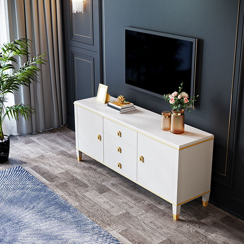 Modern TV Stand Console Solid Wood TV Media Console with Drawers 59"L x 17"W x 26"H Off-White Clearhalo 'furn' 'furn_tv_stands_entertainment_centers' 'Furniture' 'Living Room Furniture' 'TV Stands & Entertainment Centers' 'TV Stands & Media Storage Furniture' 'tv_stands_entertainment_centers' 6801507