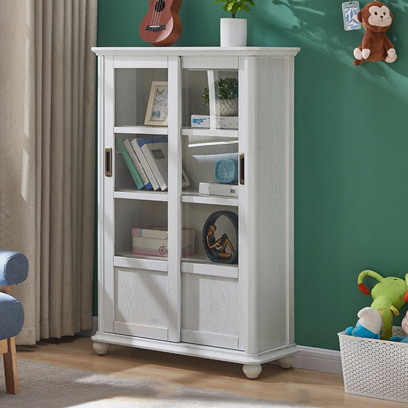 Wooden Standard Bookcase Contemporary Closed Back Bookshelf with Doors