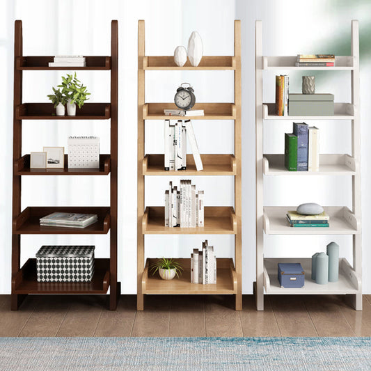 Ladder Open Back Standard Bookshelf Modern Style Wooden Bookcase