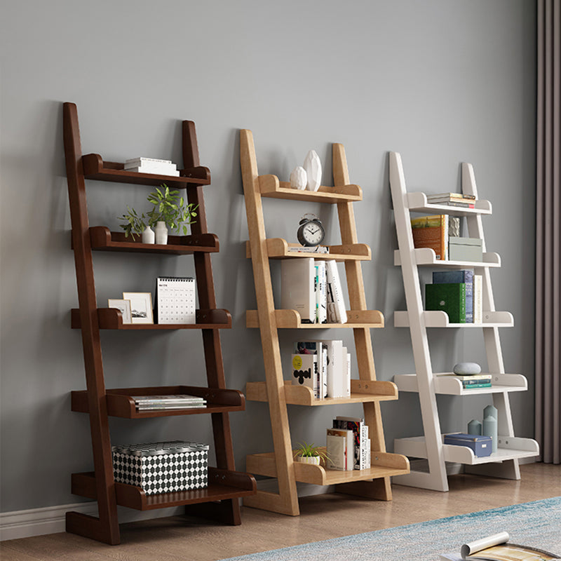 Ladder Open Back Standard Bookshelf Modern Style Wooden Bookcase