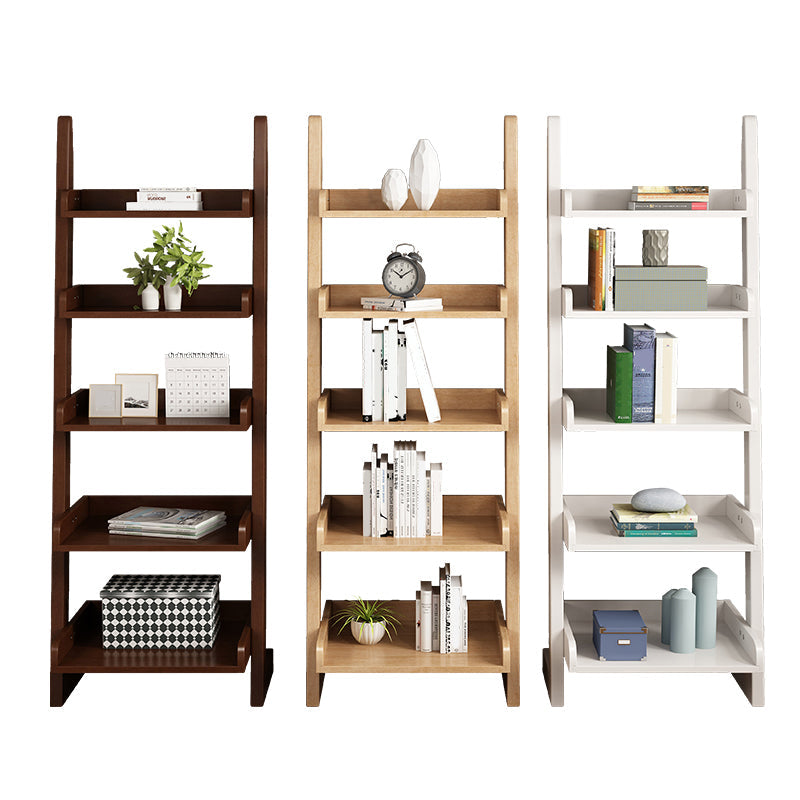 Ladder Open Back Standard Bookshelf Modern Style Wooden Bookcase