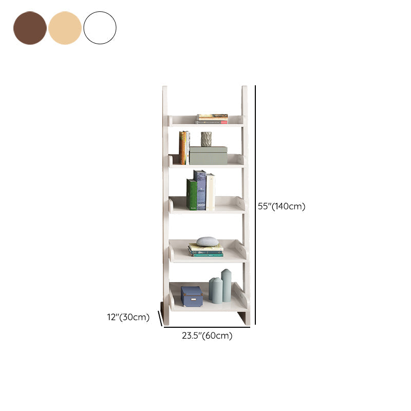 Ladder Open Back Standard Bookshelf Modern Style Wooden Bookcase