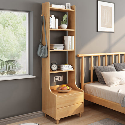 Modern Style Open Back Book Shelf Standard Wooden Bookcase with Drawers