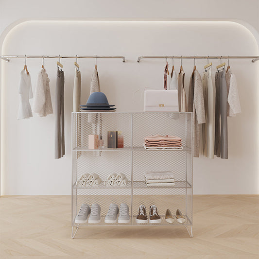 Metal Closed Back Standard Bookshelf Shelves Included Bookcase in Silver