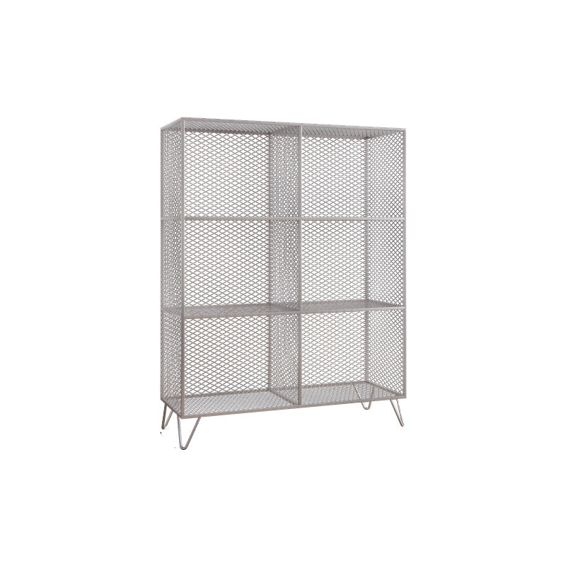 Metal Closed Back Standard Bookshelf Shelves Included Bookcase in Silver