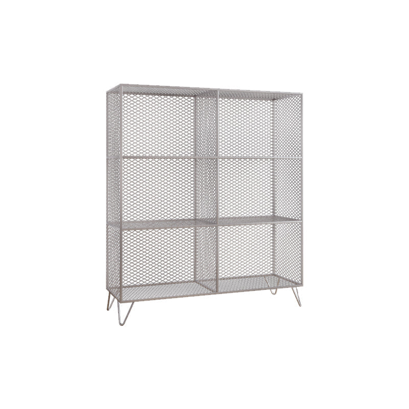 Metal Closed Back Standard Bookshelf Shelves Included Bookcase in Silver