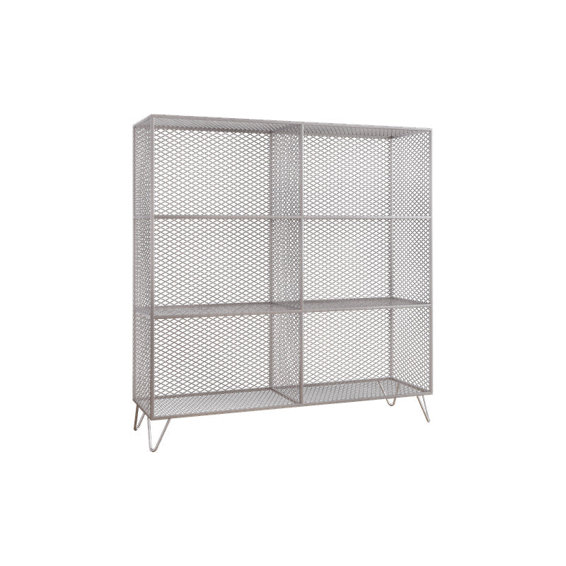 Metal Closed Back Standard Bookshelf Shelves Included Bookcase in Silver