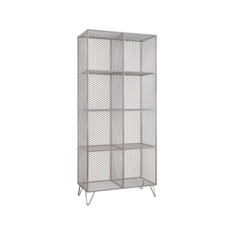 Metal Closed Back Standard Bookshelf Shelves Included Bookcase in Silver