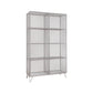 Metal Closed Back Standard Bookshelf Shelves Included Bookcase in Silver