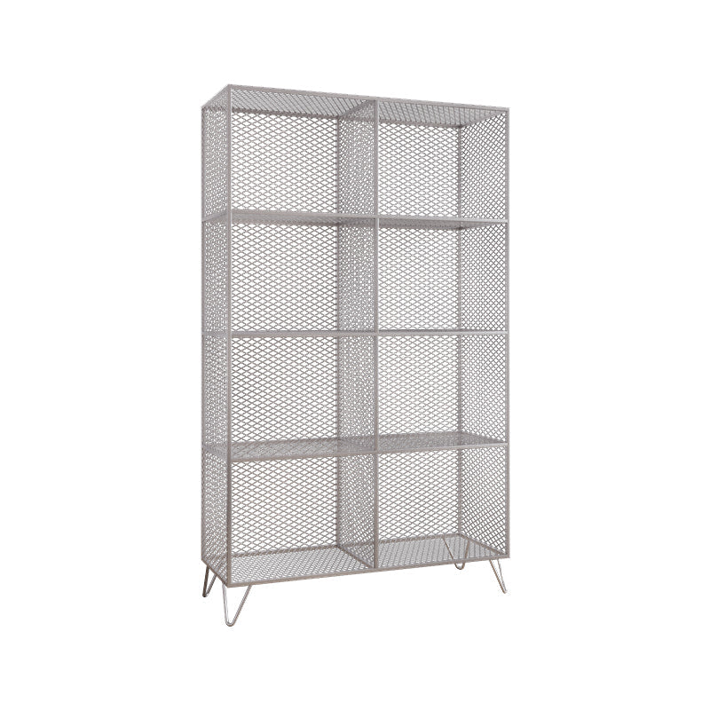 Metal Closed Back Standard Bookshelf Shelves Included Bookcase in Silver
