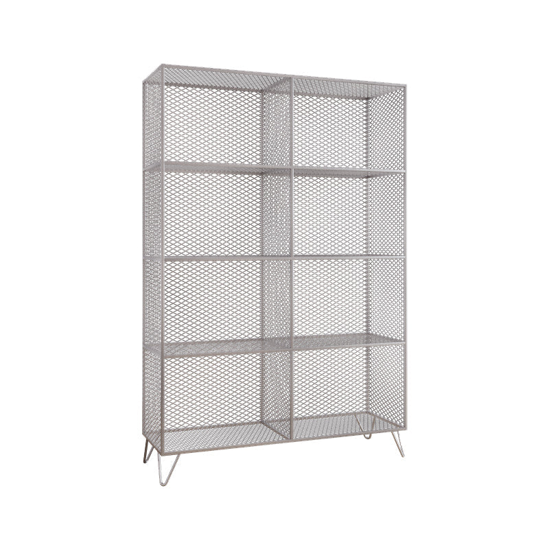 Metal Closed Back Standard Bookshelf Shelves Included Bookcase in Silver