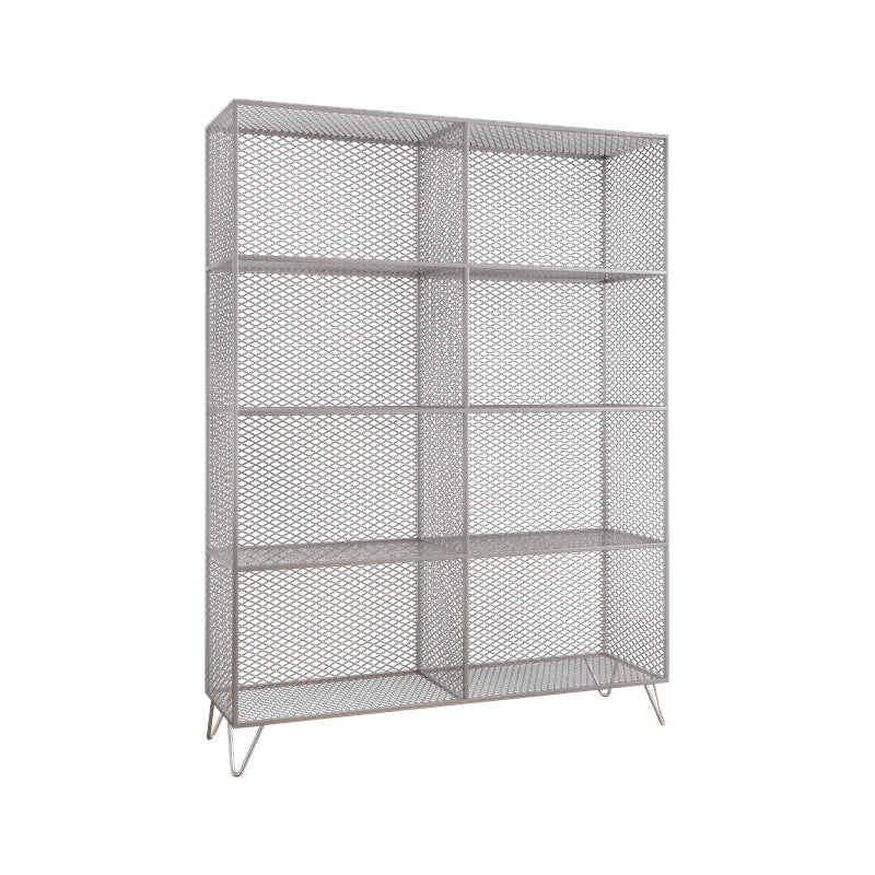 Metal Closed Back Standard Bookshelf Shelves Included Bookcase in Silver