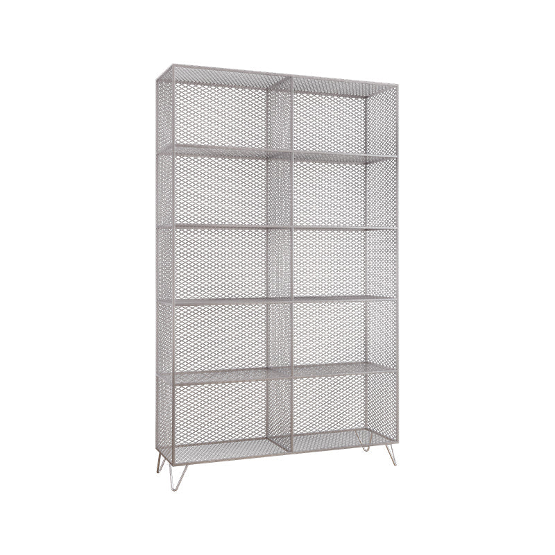 Metal Closed Back Standard Bookshelf Shelves Included Bookcase in Silver