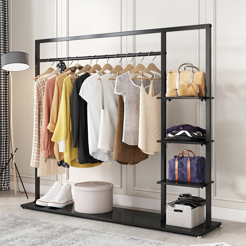 Modern Style Coat Rack Multilayer Shelves Metallic Free Standing Coat Rack Black 4 Clearhalo 'Entry & Mudroom Furniture' 'furn' 'furn_hall_tree_coat_racks' 'Furniture' 'Hall Trees & Coat Racks' 'hall_tree_coat_racks' 6807470