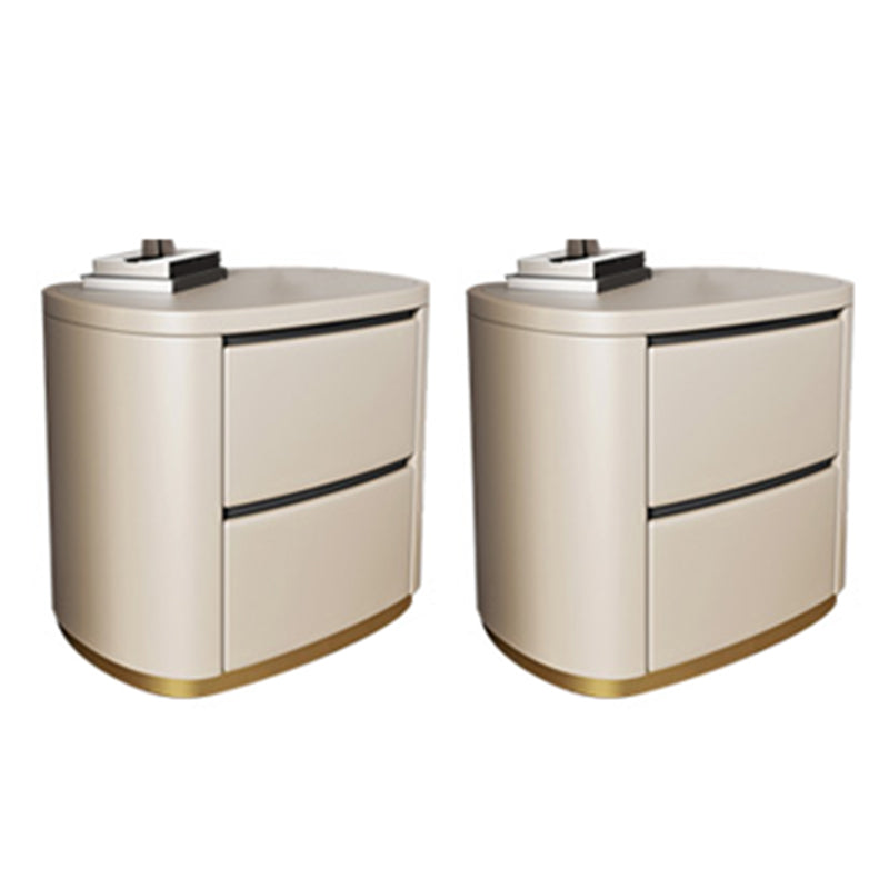 Contemporary Accent Table Nightstand Drawer Storage Antique Finish Bed Nightstand Off-White 2 Piece Set Faux Leather Clearhalo 'Bedroom Furniture' 'furn' 'furn_night_stand' 'Furniture' 'night_stand' 'Nightstands' 6810509