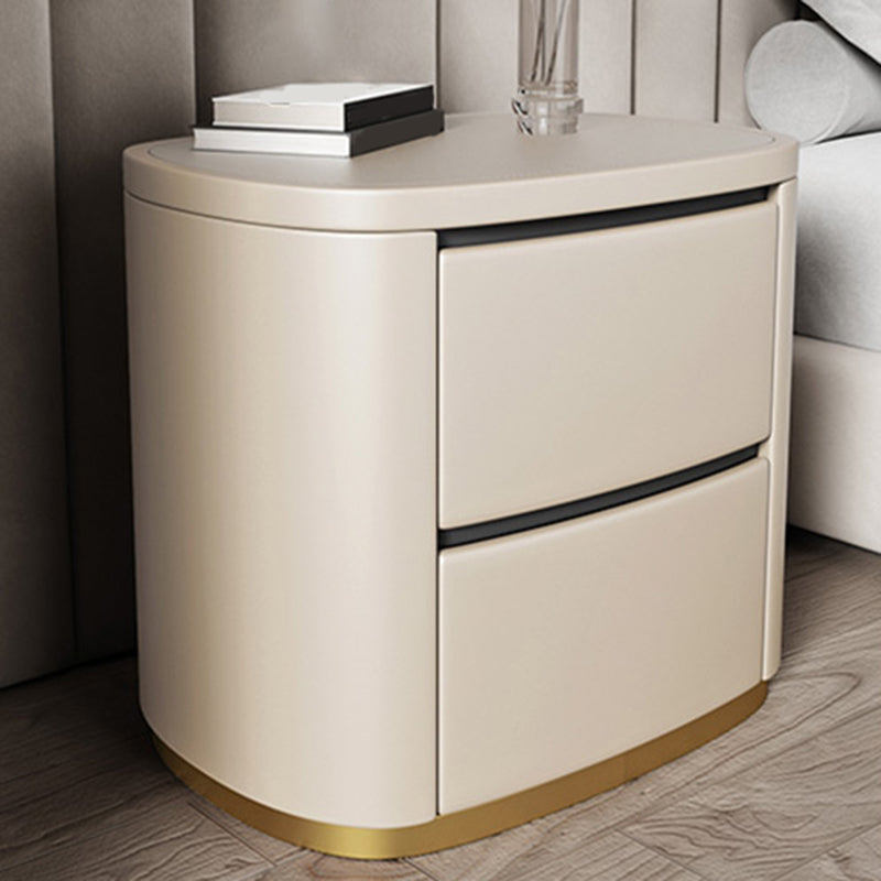 Contemporary Accent Table Nightstand Drawer Storage Antique Finish Bed Nightstand Off-White 1 Piece Faux Leather Clearhalo 'Bedroom Furniture' 'furn' 'furn_night_stand' 'Furniture' 'night_stand' 'Nightstands' 6810512