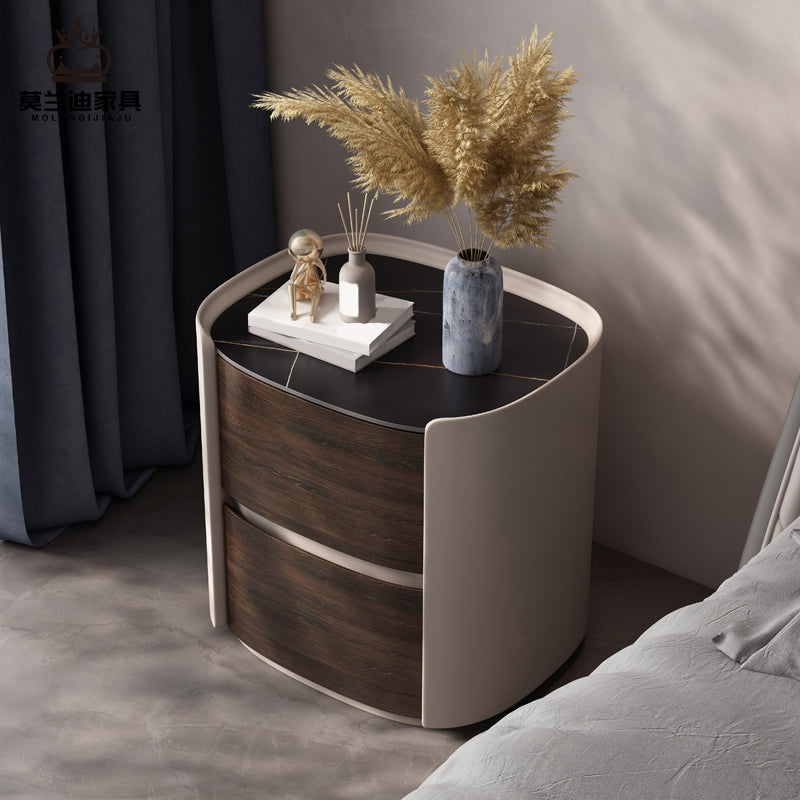 Contemporary Accent Table Nightstand Antique Finish Nightstand with Drawers 1 Piece Stone Clearhalo 'Bedroom Furniture' 'furn' 'furn_night_stand' 'Furniture' 'night_stand' 'Nightstands' 6810567