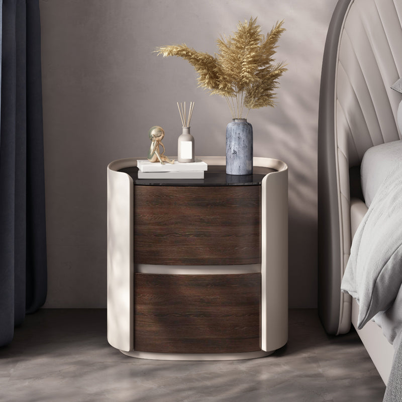 Contemporary Accent Table Nightstand Antique Finish Nightstand with Drawers 16"L x 16"W x 22"H 1 Piece Glass Clearhalo 'Bedroom Furniture' 'furn' 'furn_night_stand' 'Furniture' 'night_stand' 'Nightstands' 6810568