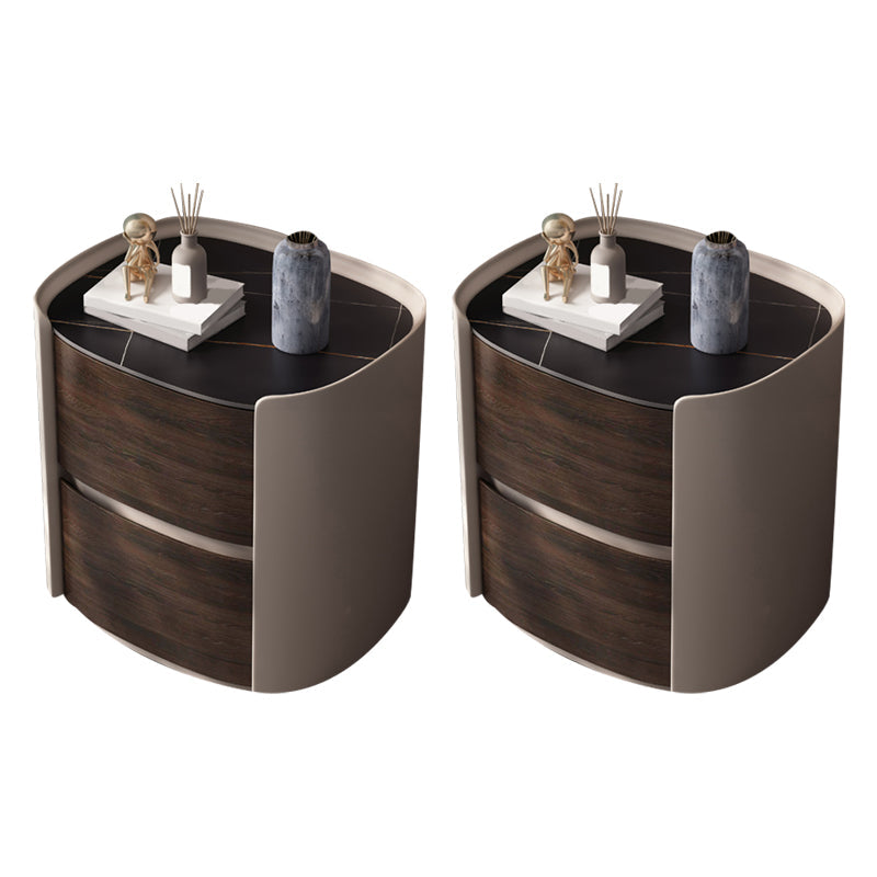 Contemporary Accent Table Nightstand Antique Finish Nightstand with Drawers 2 Piece Set Stone Clearhalo 'Bedroom Furniture' 'furn' 'furn_night_stand' 'Furniture' 'night_stand' 'Nightstands' 6810569